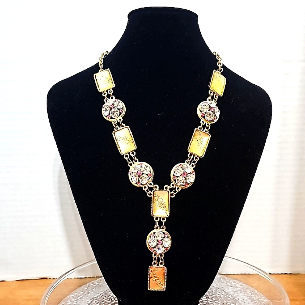 Vintage K Dian Lariat Style Bling Necklace